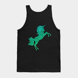 Green Ombre Faux Glitter Unicorn Tank Top